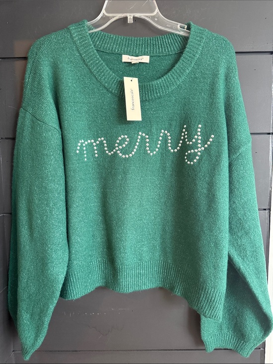 Francesca's Collections Sweaters - Francesca's Collections Emerald Green 'Merry' Crewneck Sweater L